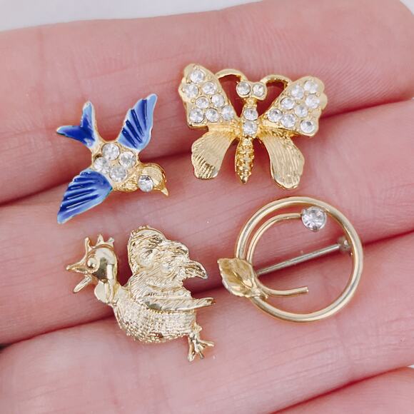 VTG Signed Napier Butterfly Brooch Lot Enamel Bird Tie Tack Cute Tiny Animal Pin - Picture 2 of 11